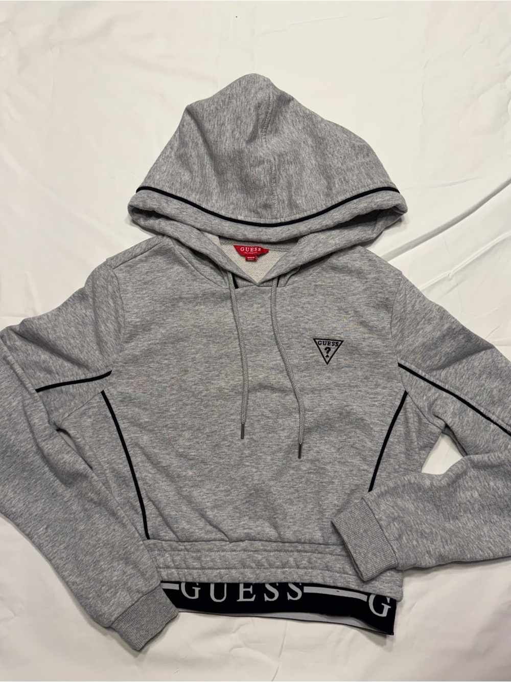Guess Gray Hooded Pullover with Black Trim
